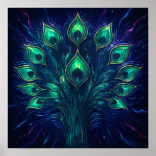 Poster Peacock Plume Pulse : Abstrait ton joyau velours