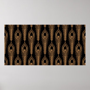Poster Peacock plumes motif de luxe sans soudure. Orienta
