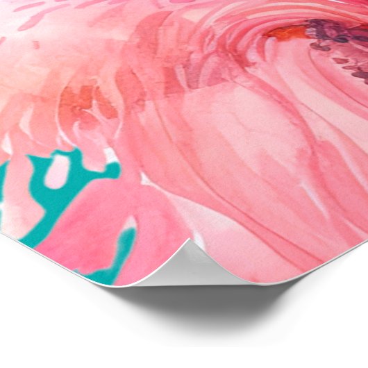 Poster Peacock rose en fourrure Portrait animal Mode Art (Coin)