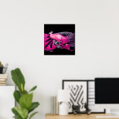 Poster PEACOCK, rose, fuchsia, bleu violet noir (Bureau à domicile)