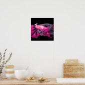 Poster PEACOCK, rose, fuchsia, bleu violet noir (Cuisine)