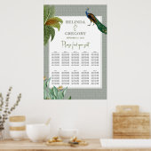 Poster Peacock Tropical Green Graphique Mariage assis (Cuisine)