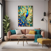 Poster Peacock vibrant dans le style Art Nouveau Mur colo