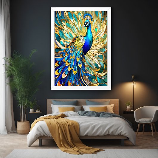 Poster Peacock vibrant dans le style Art Nouveau Mur colo