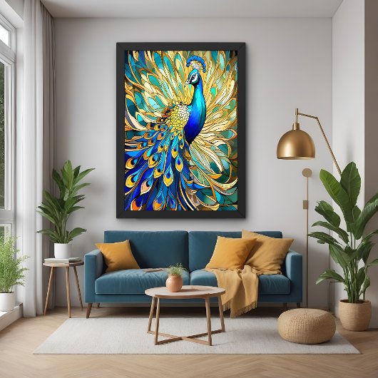 Poster Peacock vibrant dans le style Art Nouveau Mur colo