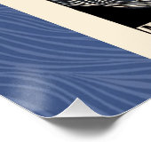 Poster Peacock Vintage Bleu Art Nouveau (Coin)