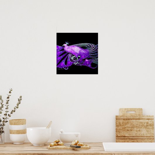 Poster PEACOCK, violet bleu violet noir (Cuisine)