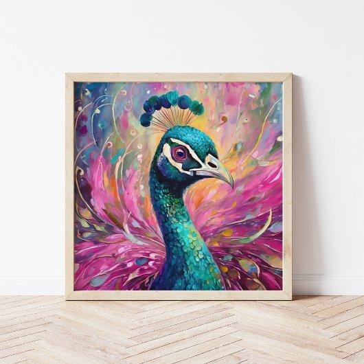 Poster Peacock Whimsical Art Moderne Impressionniste