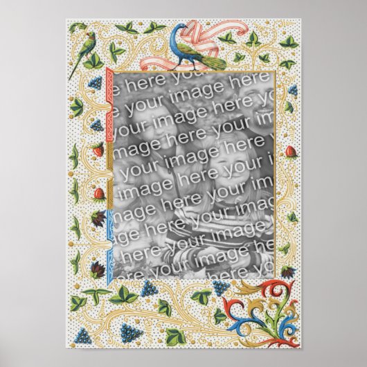 Poster Peacocks Cadre Fruit Ajouter Votre Photo (Devant)