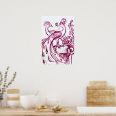 Poster PEACOCKS EN AMOUR, Rouge et Blanc (Cuisine)
