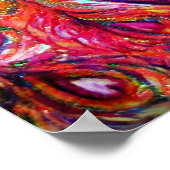 Poster PEACOCKS EN AMOUR, Rouge Jaune Turquase Bleu (Coin)