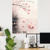 Poster Peacy Cherry Blossom et Pond Art (Bureau à domicile)