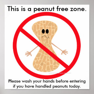 Poster Peanut Free Zone Food Allergy Print