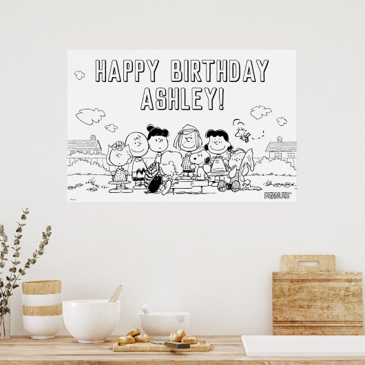Poster Peanuts Anniversaire Fête Coloration (Cuisine)