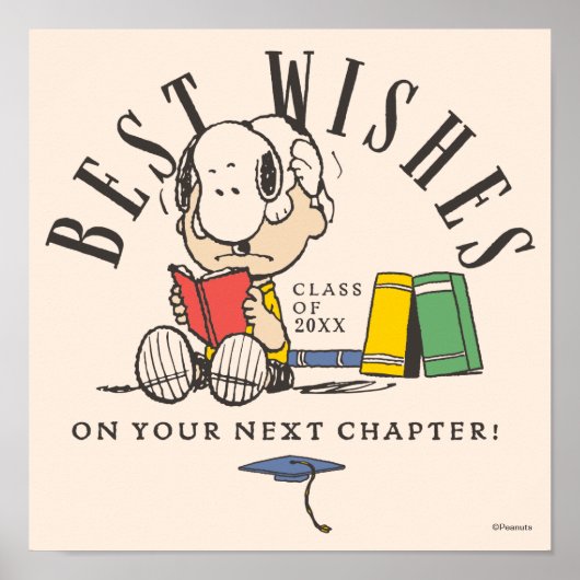 Poster Peanuts Best Wishes Graduation Snoopy Reading (Devant)