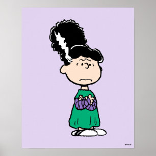 Poster Peanuts Lucy Mariée de Frankenstein Halloween