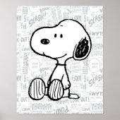 Poster PEANUTS | Snoopy on Black White Comics (Devant)