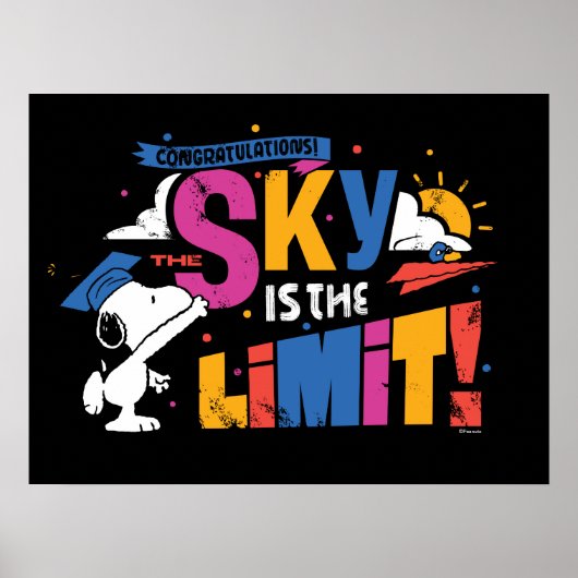 Poster Peanuts Snoopy Sky Is The Limit Graduation (Devant)