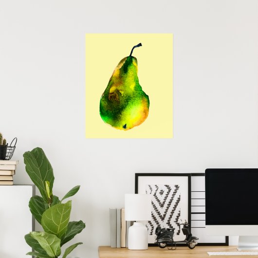 Poster Pear aquarelle fruit vert (Bureau à domicile)