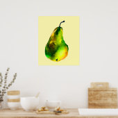 Poster Pear aquarelle fruit vert (Cuisine)