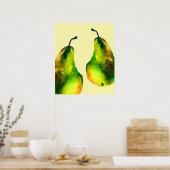 Poster Pear art mignon aquarelle fruit (Cuisine)