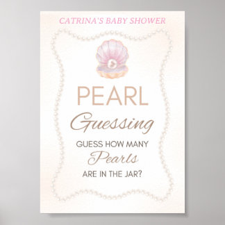 Poster Pearl Baby Shower Game Sign
