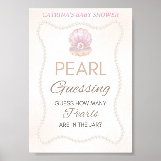 Poster Pearl Baby Shower Game Sign (Devant)