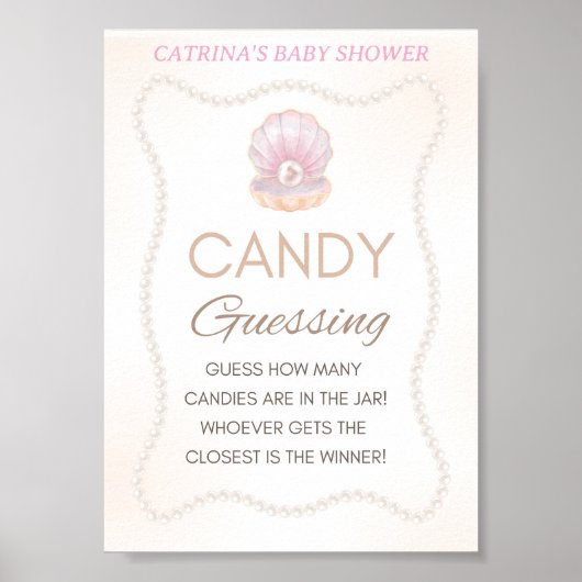 Poster Pearl Baby Shower Game Sign (Devant)