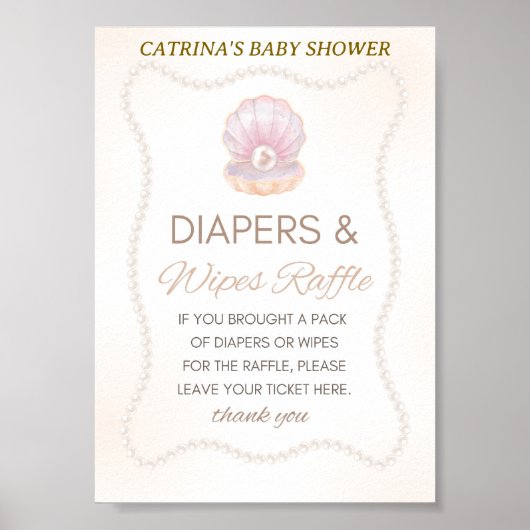 Poster Pearl Baby Shower Game Sign (Devant)