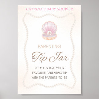 Poster Pearl Baby Shower Game Sign