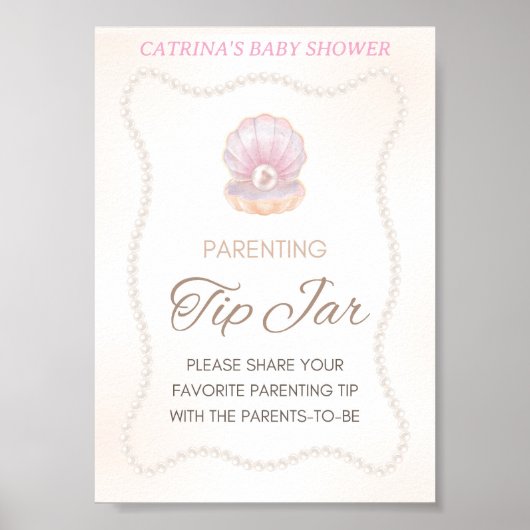 Poster Pearl Baby Shower Game Sign (Devant)