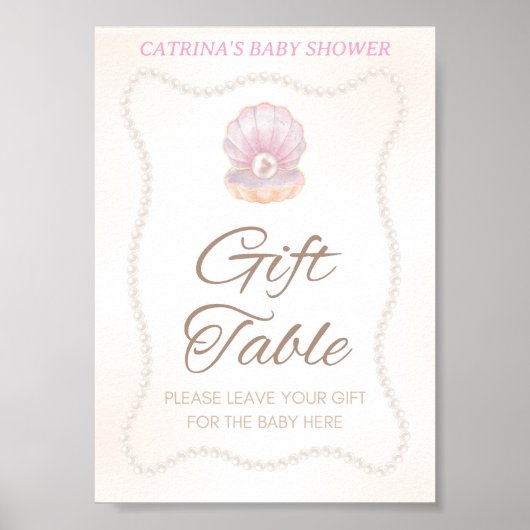 Poster Pearl Baby Shower Game Sign (Devant)