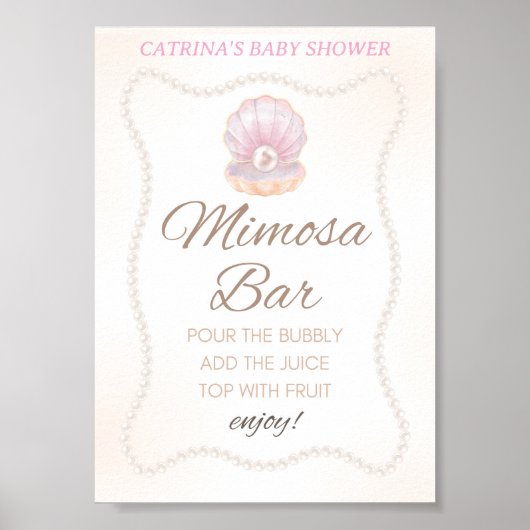 Poster Pearl Baby Shower Game Sign (Devant)