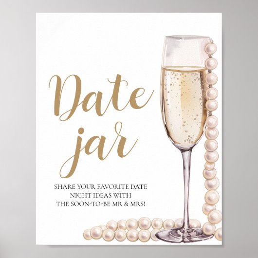 Poster Pearl et Prosecco Date Nuit Idées Date Jar (Devant)
