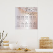 Poster Pearl rose or marbre agate calligraphie métallique (Cuisine)