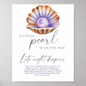 Poster Pearl shell baby shower Late night diapers game (Devant)