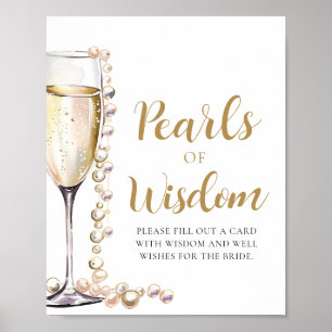 Poster Pearles & Prosecco Champagne Pearles de sagesse