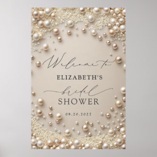 Poster Pearls Elegant Bridal Shower Welcome