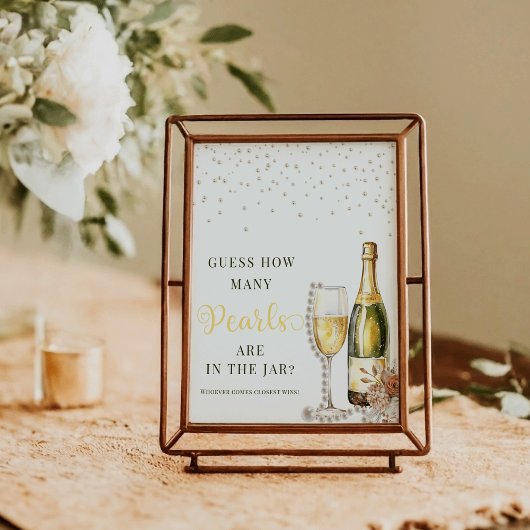 Poster Pearls Prosecco Devine Combien De Jeu De Fête des 