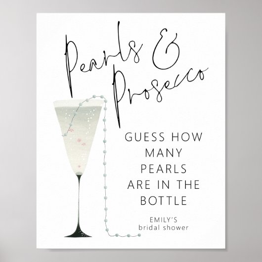 Poster Pearls Prosecco Devine Combien De Jeu De Fête des  (Devant)