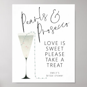 Poster Pearls Prosecco Love Is Sweet Fête des mariées