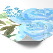 Poster Peau foncée Princesse Bleu Floral Bienvenue (Coin)