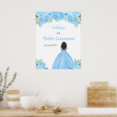 Poster Peau foncée Princesse Bleue Quinceanera Bienvenue (Cuisine)