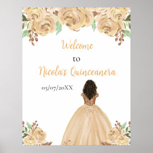 Poster Peau foncée Princesse Peach Quinceanera Bienvenue