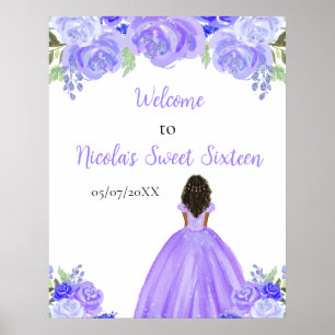 Poster Peau foncée Princesse Sweet sixteen pourpre Bienve