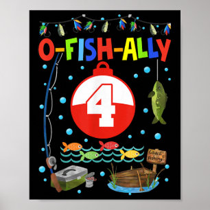 Poster Pêche 4 ans 4e anniversaire Boy Anniversaire Party