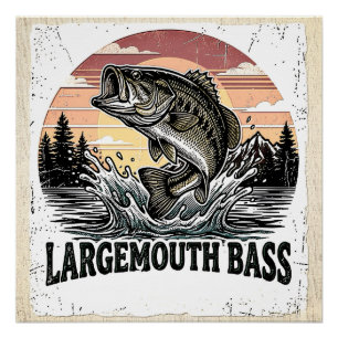 Poster Pêche à la basse rétro