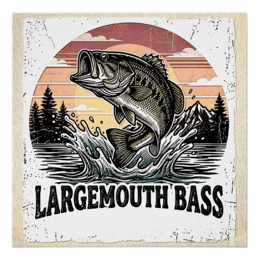 Poster Pêche à la basse rétro (Devant)