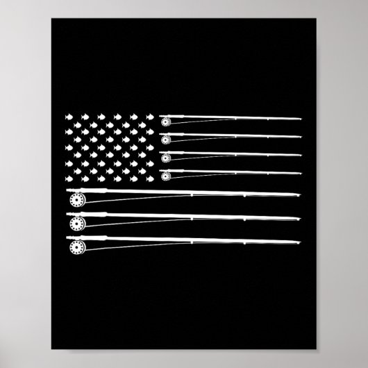Poster Pêche à la canne à pêche Drapeau américain (Devant)