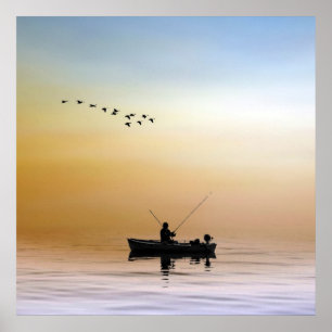 Poster Pêche à la ligne sur le lac